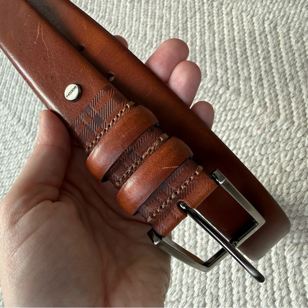 Boconi Brown Italia Leather Double Loop Belt 34/85